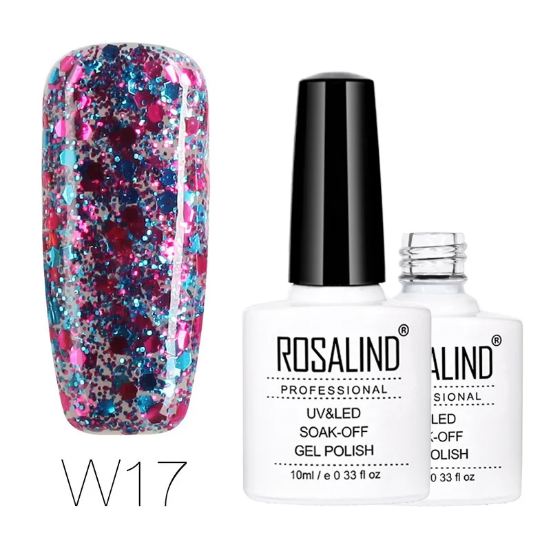 W17 Rosalind гель 1S Новое поступление УФ-гель для ногтей 10 мл бриллиантовый блеск с ультрафиолетовым свечением лак для ногтей Гель-лак для ногтей замочить от маникюра Гель-лак - Цвет: W17