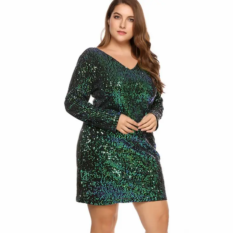 2019 новая осенняя и зимняя одежда большого размера сексуальное платье с глубоким