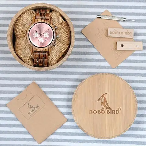 BOBO BIRD Топ люксовый бренд часы для женщин relogio feminino Дата дисплей наручные часы стоп функциональный saat V-P18 - Цвет: V-P18-3bamboobox