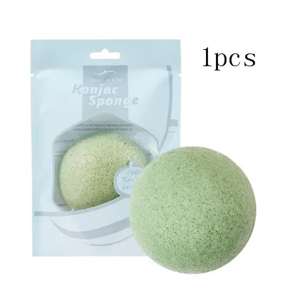 1pcs Green Новинка, 7 цветов, натуральный Konjac, моющий спонж для лица, Круглый спонж, очищающее средство для лица, отшелушивающее средство для лица, для женщин - Цвет: 1pcs Green
