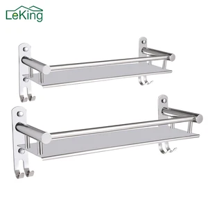 Настенные полки для ванной комнаты из нержавеющей стали 304, длина 50 см, угловая душевая полка для ванной комнаты с крючками, кухонная полка для хранения