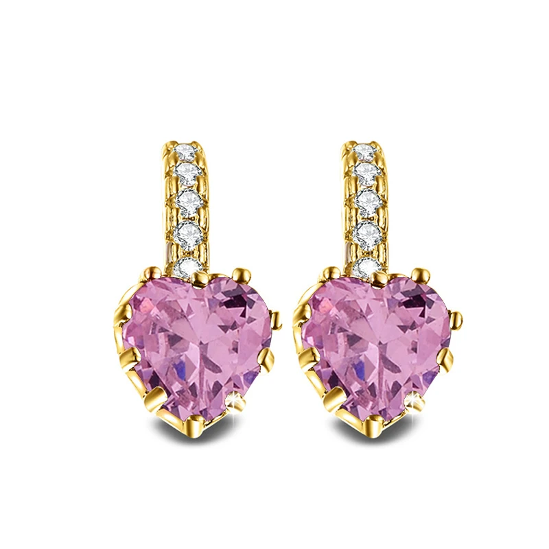 MISANANRYNE Wholesale Hot 1pair Gold Color Fashion Heart Cubic Zirconia Hoop Earrings for Women|hoop earrings women|fashion hoop earringshoop |