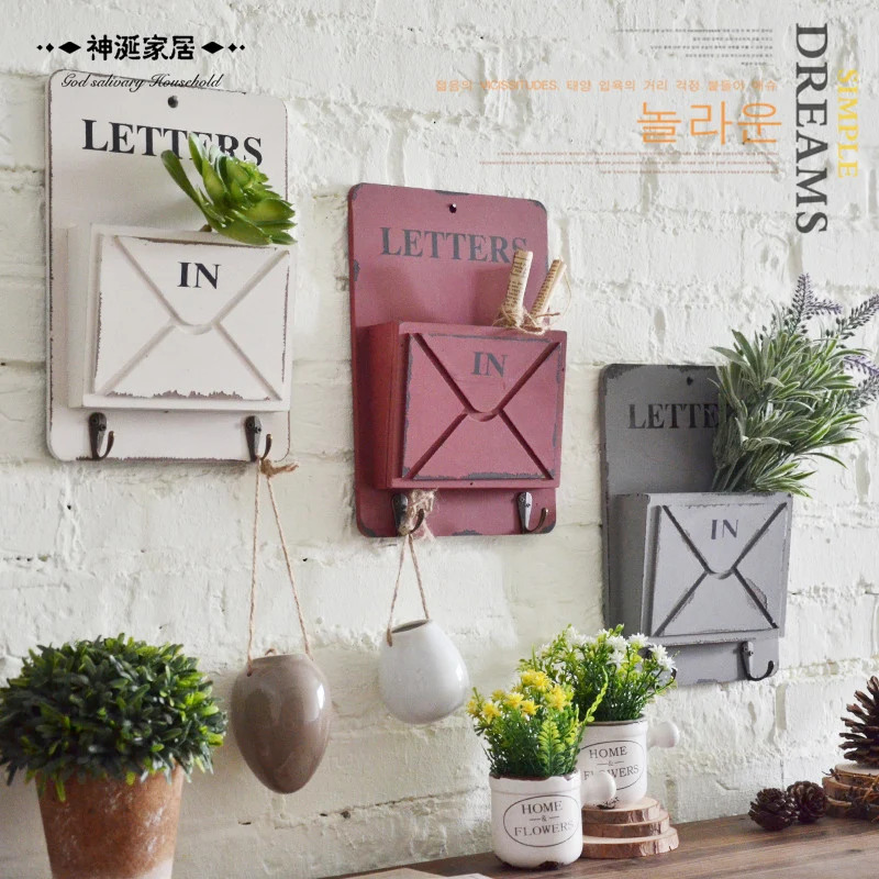 

Деревенский Деревянный Декоративный ящик в стиле ретро, настенная подвесная рамка, мебель для дома, коробка для хранения ключей