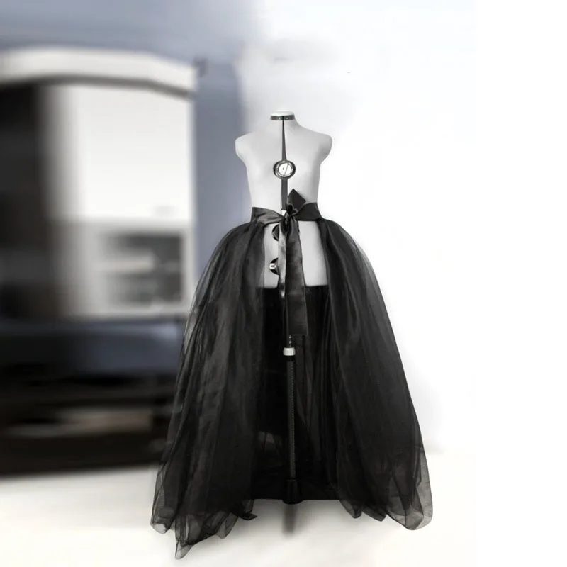 Съемная Пышная юбка из фатина многослойная свадебного платья со шлейфом черная