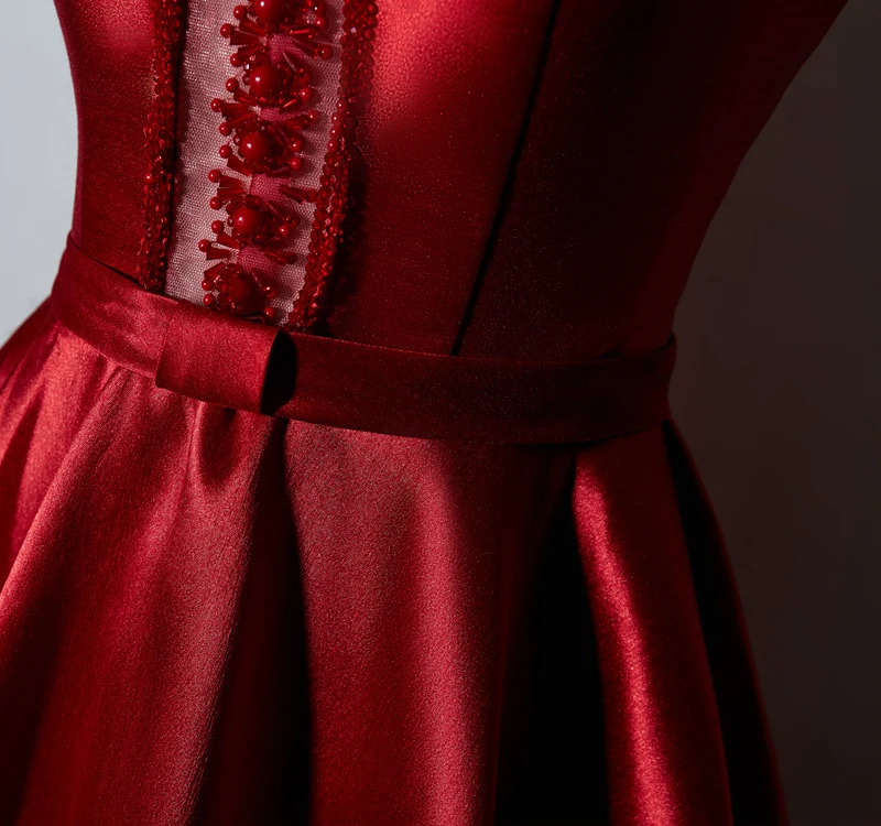 JaneVini 2018 Red Beading Long Bridesmaid Dresses A-Line High Neck Sleeveless Floor Length Plus Size Wedding Guest Dress Formal | Свадьбы и