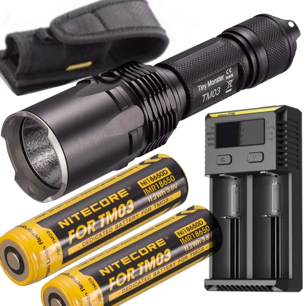 Маленький монстр серии Nitecore TM03 TM03CRI CREE XHP70 светодиодный тактический мощный фонарик 2800 люмен с бесплатной батареей 18650 - Испускаемый цвет: 2xbattery i2