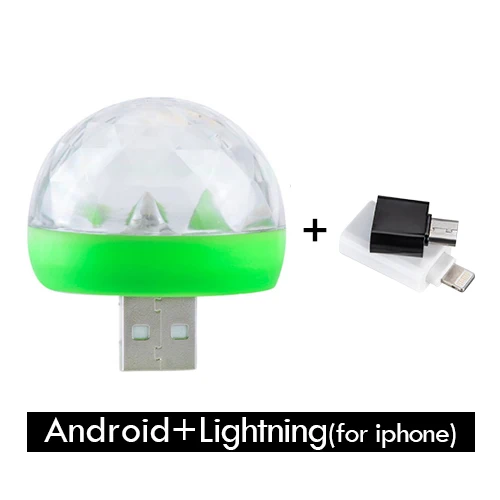 G Android Lightning EeeToo USB диско шар светильник светодиодный портативный звук вечерние светильник s DC 5 В кристалл магический шар красочный эффект мини сценический светильник светильники диджея - Цвет: G Android Lightning