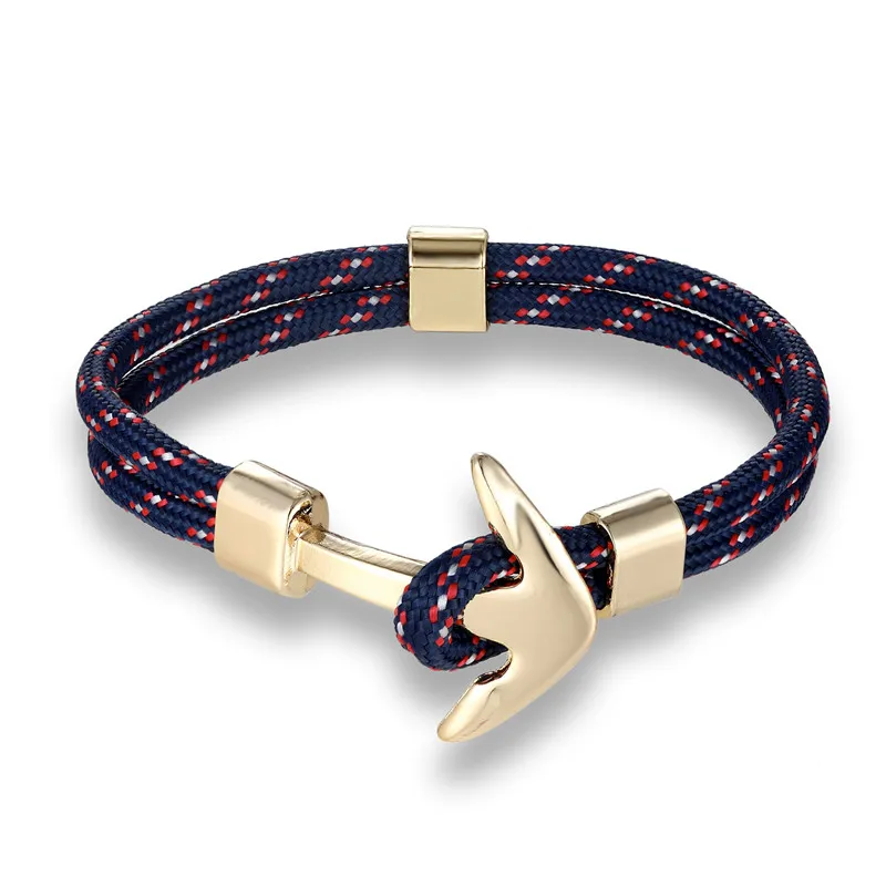 Новые модные тканые мужские Многослойные браслеты с якорем якорь надежды темно