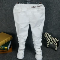 2021new spring and autumn childrens denim streetwear new boys jeans edition white broken caverns cowboy trousers kids jeans