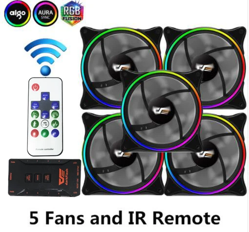5 FAN and IR Remote Darkflash MR12 aura sync компьютерный корпус ПК охлаждающий вентилятор RGB Регулировка 120 мм тихий ИК-пульт компьютерный кулер охлаждающий RGB корпусный вентилятор - Цвет лезвия: 5 FAN and IR Remote