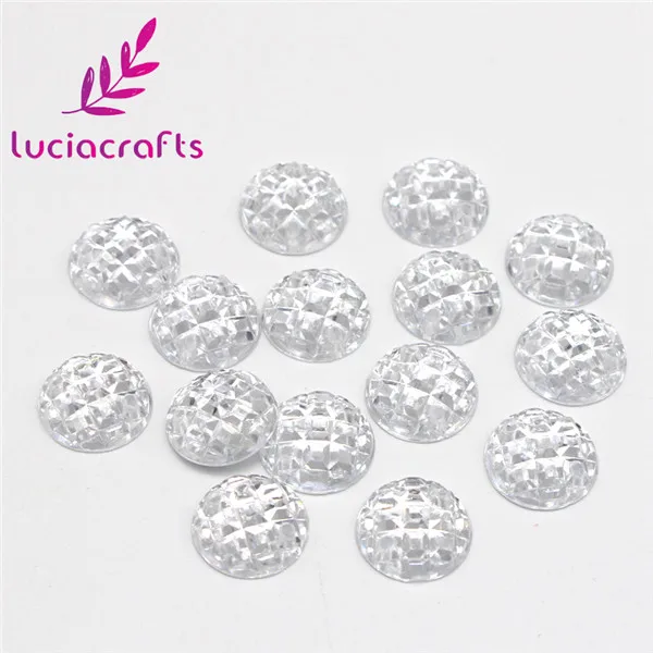 Clear Lucia crafts, 50 шт./лот, круглые пришивные камни, акриловые стразы с плоской задней стороной, стразы для шитья, 10 мм, D1204 - Цвет: Clear