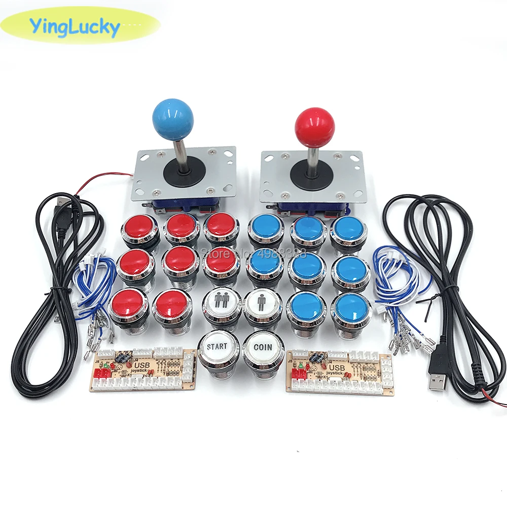 Аркада jostick botones Нулевая задержка аркадный Шкаф DIY Набор для 5 в led кнопочный ZIPPY джойстик 1 и 2 игрока кнопка запуска монет