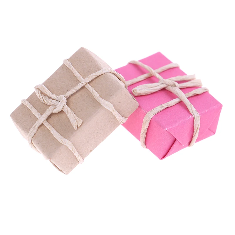 

Best Sale DIY 1: 12 Dollhouse Dolls House Miniature Furniture Postal Parcel candy color 2 Package Paper doll accessories gift
