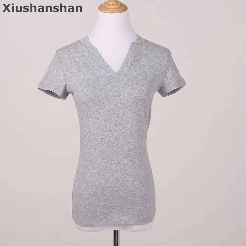 Xiushanshan оптовая продажа Одна деталь с v образным вырезом футболки для Для женщин