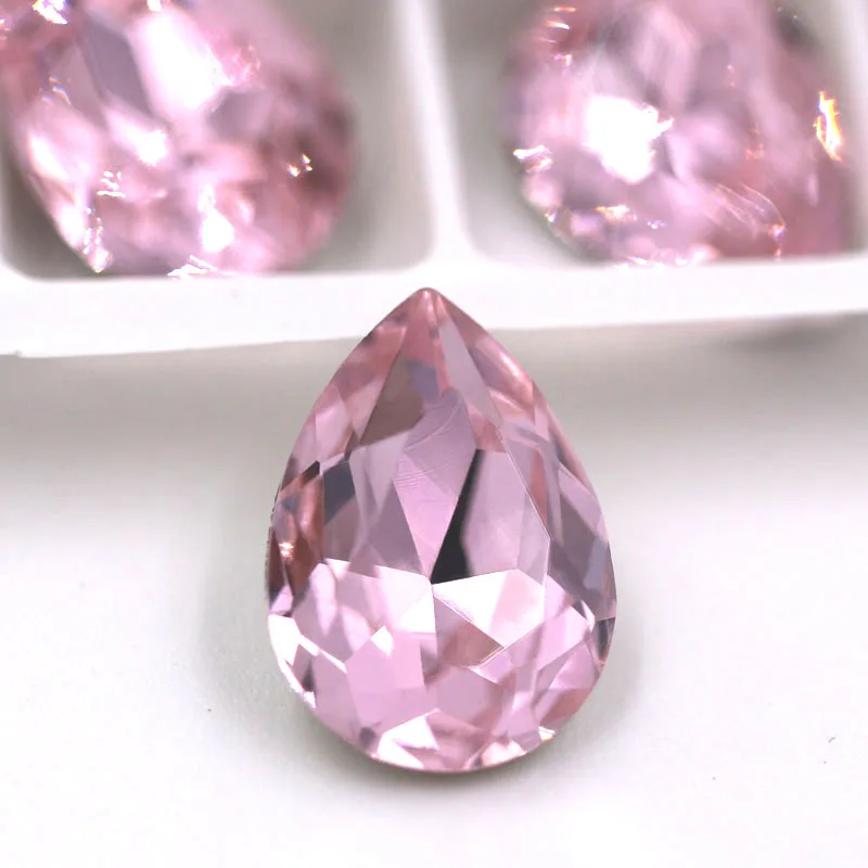 pink Новинка, K9 стеклянные стразы, 10X14 мм/13x18 мм, высокое качество, Каплевидная форма, хрустальные точечные Стразы, diy, свадебные аксессуары - Цвет: pink