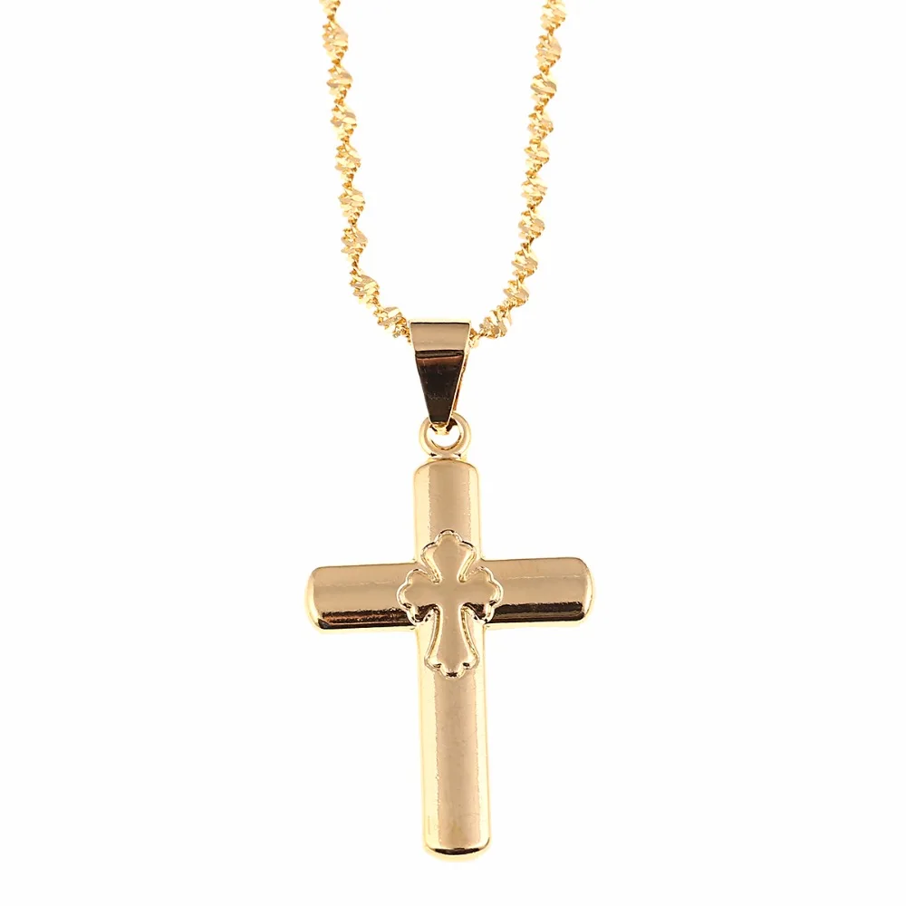 Cross Necklace Jesus Piece Pendant Gold Color Men Chain Catholic Jewelry Christmas Gifts | Украшения и аксессуары