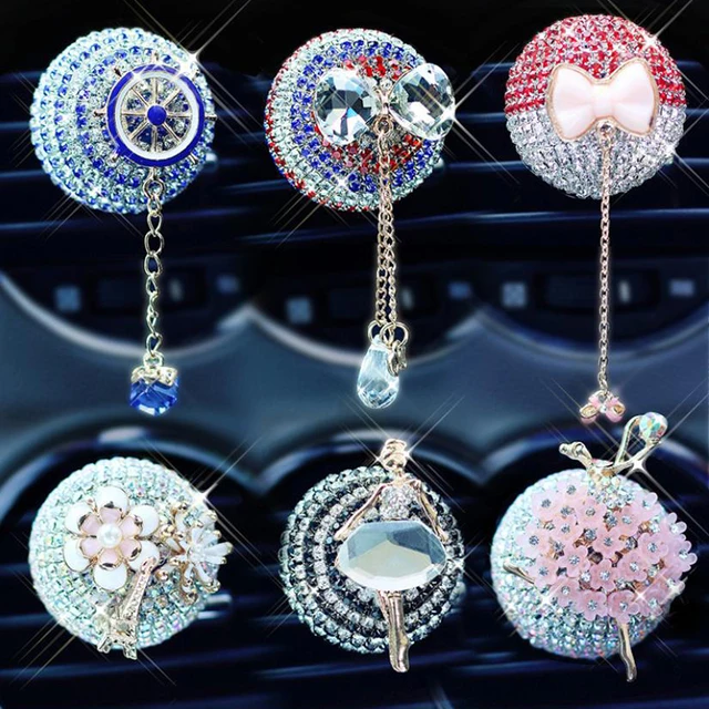 Crystal Pendant Car Perfume Clip Car Fragrance Air Conditioner Outlet Clamps Rhinestone Solid Fragrance Decoration Accessories G 1