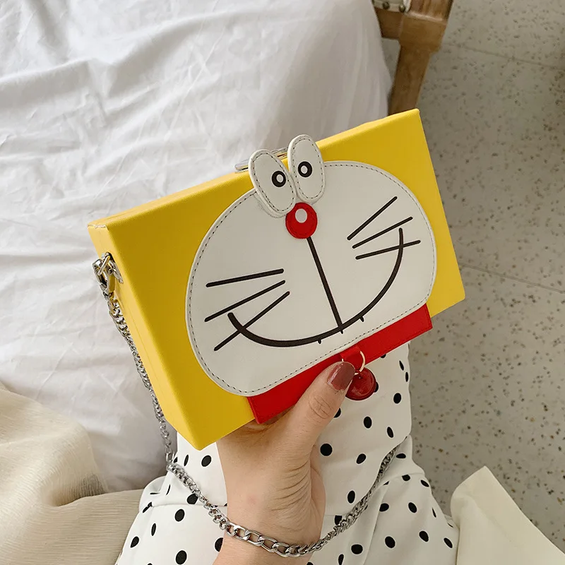 Женские сумки-мессенджеры Doraemon большие из мягкой кожи с цепочкой 2019 |