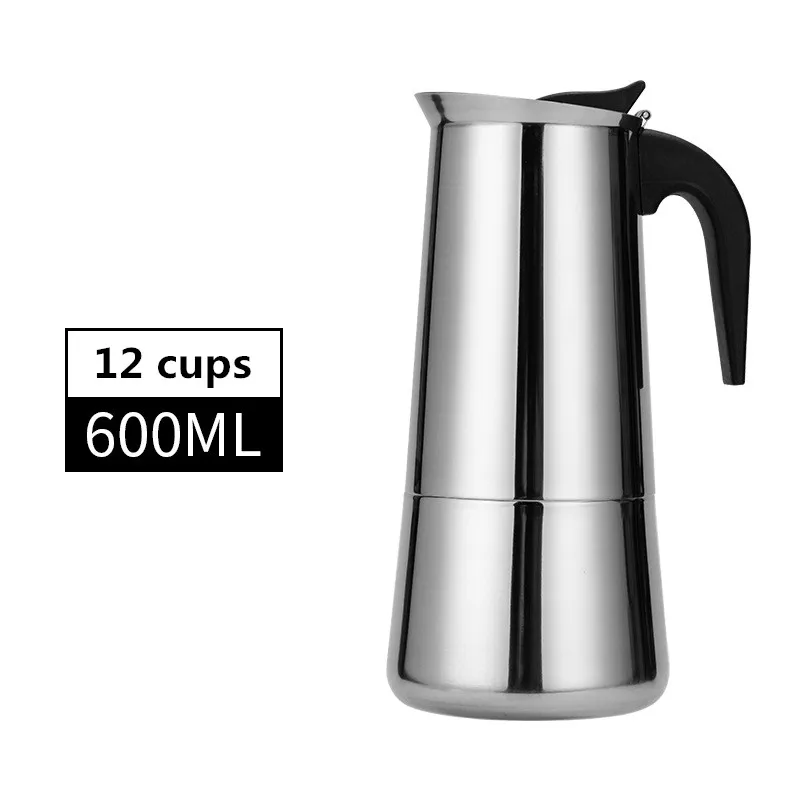 600ml-A European Style Espresso Maker Moka Coffee Pot Stainless Steel304 Latte Percolator With 12Cups/600 Milliliter Cappuccino Cafe Pot - Цвет: 600ml-A