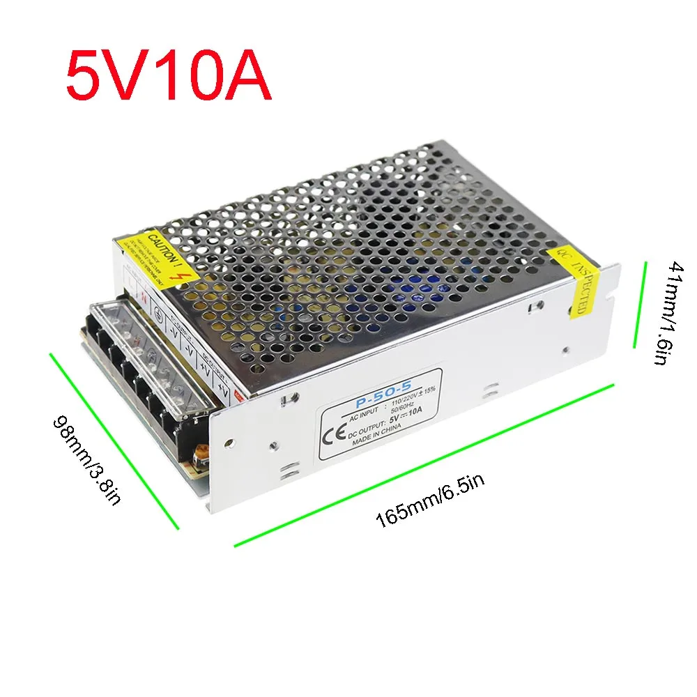 5V 10A DC5V Мощность адаптер питания Трансформатор полный ток AC100-240V 2A 3A 5A 10A 20A 30A 40A 60A для 5V Светодиодные ленты WS2812B JL - Цвет: 5V 10A