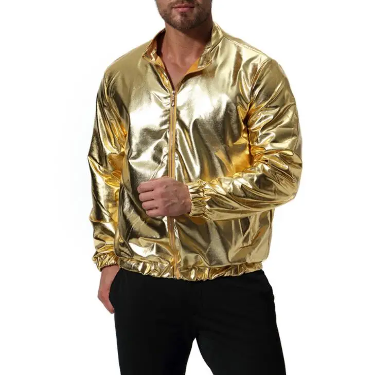 Глянцевая мужская кожаная куртка облегающее мотоциклетное кожаное пальто