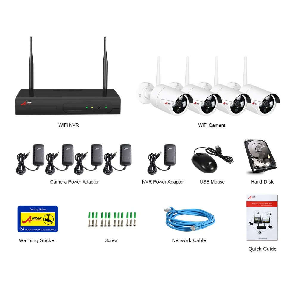 ANRAN P2P 1080P 4CH wifi NVR HD сетевой Массив ИК Крытый Открытый IP Беспроводная камера система видеонаблюдения CCTV безопасности наборы HDD