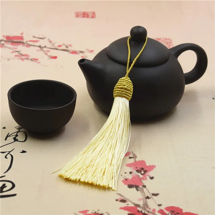 Beige Tassel Fringe 10 шт. полиэстер шелк кисточки бахрома Кулон DIY Материал шнур кисточки отделка дома шторы вечерние украшения кисточки ленты аксессуары - Цвет: Beige Tassel Fringe