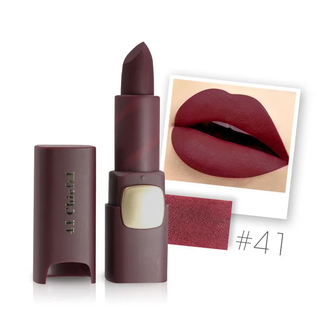 41 Chicful Miss Rose, 18 цветов, рубиново-красная матовая Косметическая Помада, макияж, водостойкая Помада для губ, Макияж для губ, губная помада, румяна, коврик для губ, губная помада - Цвет: 41 Chicful