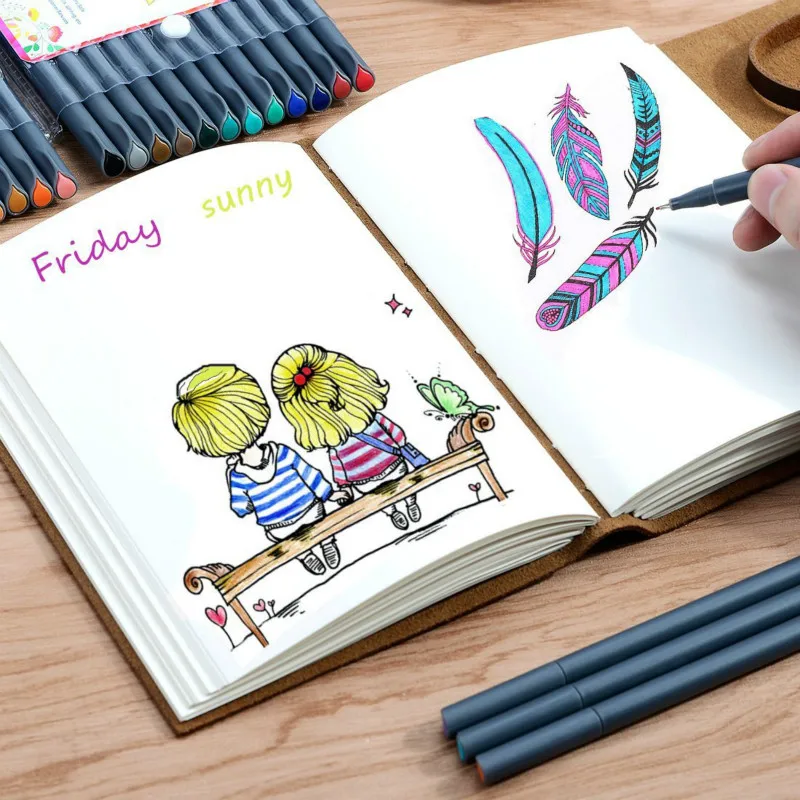 24 шт./компл. цветные 0 4 мм ручки для финелинеров супертонкая маркерная ручка