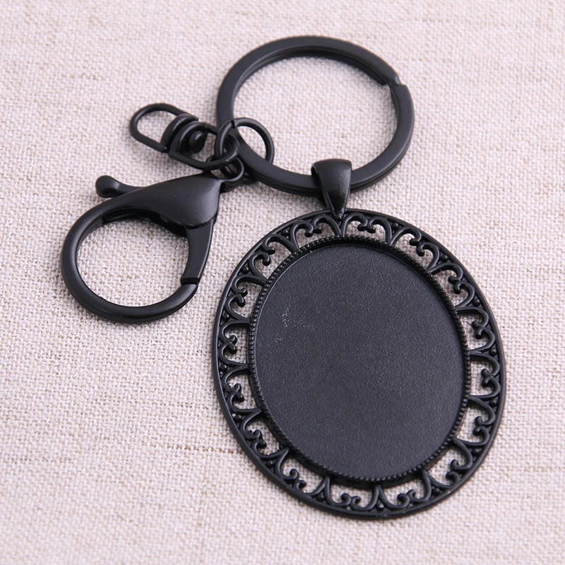 Овальный черный кабошон для ключей металлический аксессуар сделай сам пустые