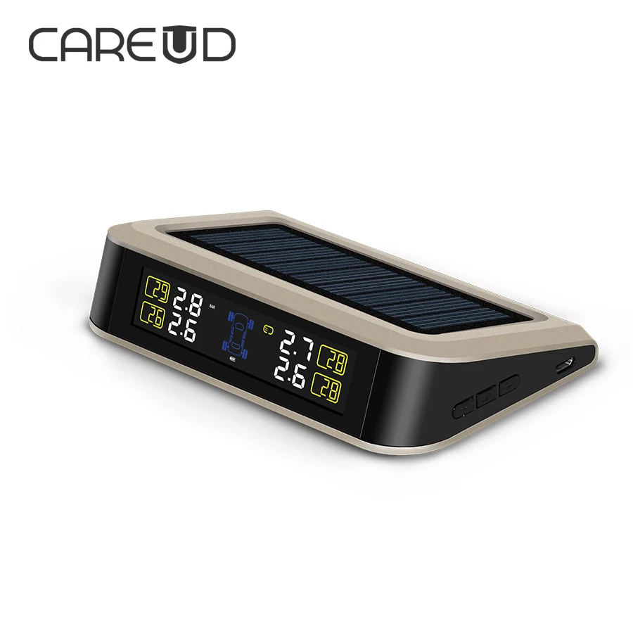 T601X-NF+ Car Solar Power TPMS and Tire Pressure Monitoring System with Wireless 4 Internal Sensor LCD Monitor Support Bar PSI | Автомобили