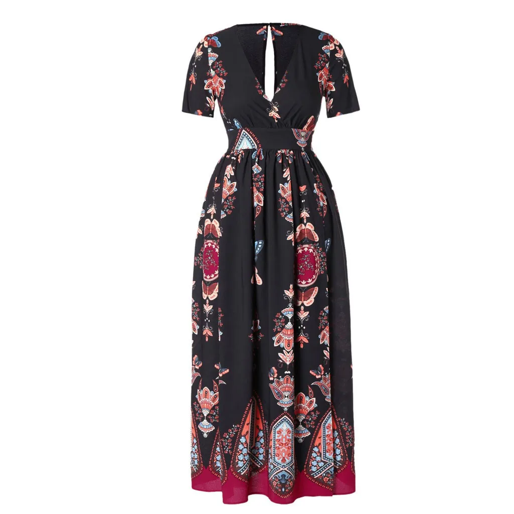 Женское платье, женское платье, женское платье, Vestidos De Verano, плюс размер, модное, с принтом бабочки, с v-образным вырезом, с коротким рукавом, повседневное, 5 XLDress Z4