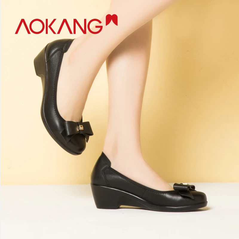 AOKANG/2019 г. женская обувь из натуральной кожи на плоской подошве удобная модная