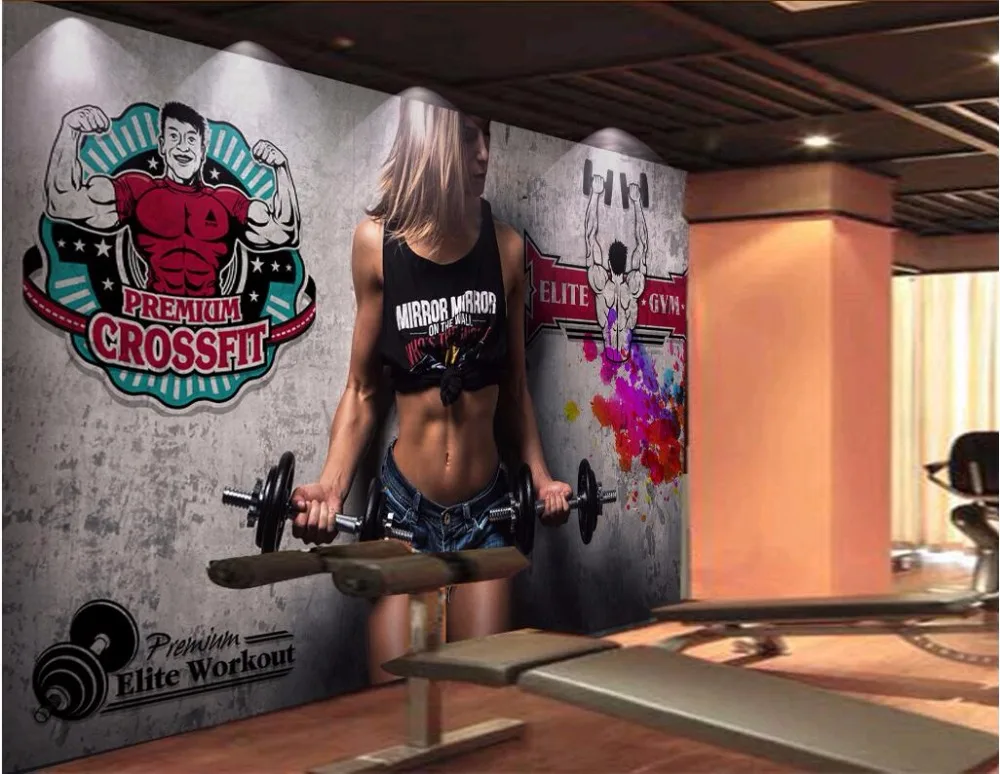 3d настенные фрески обои для гостиной 3 d фотообои спортзала фитнеса и здоровья