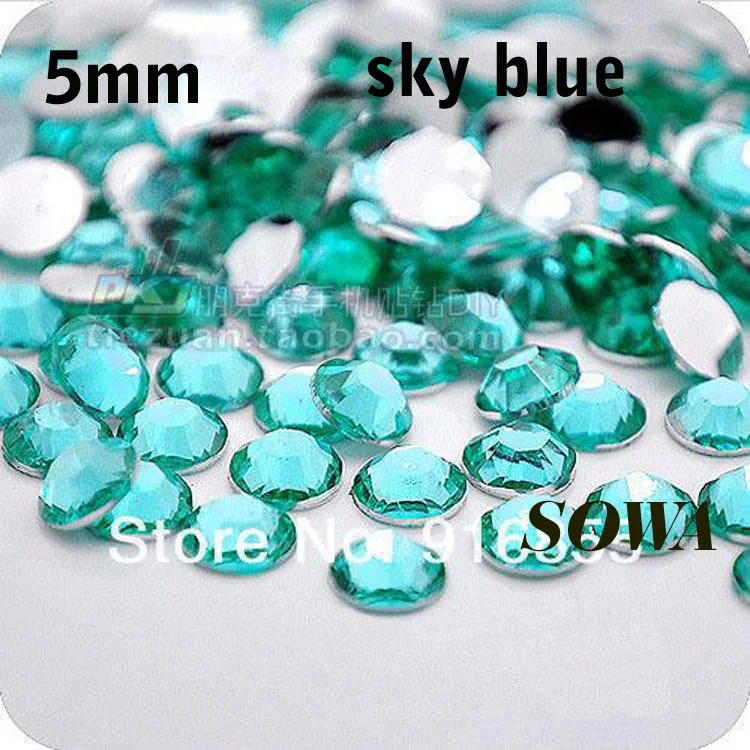 Free Shipping 720pcs/bag SS20 Size 5mm Sky Blue Resin Flatback beads,Nail Art beads,DIY Wedding Decoration