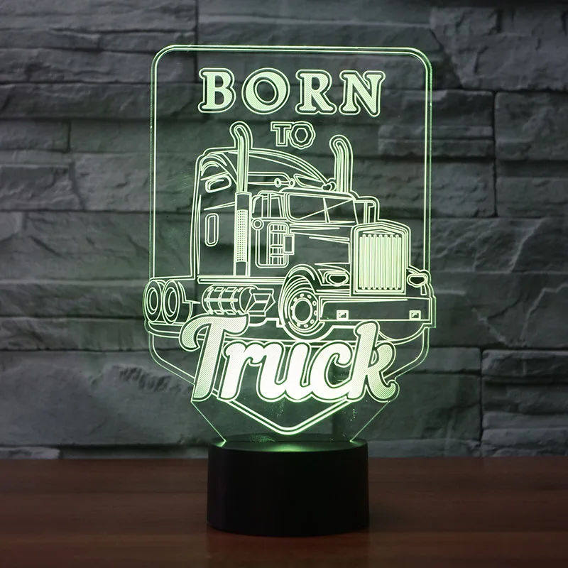 Kingchip Born to Truck 3D Led ночник акриловые цветные огни голограмма детская настольная
