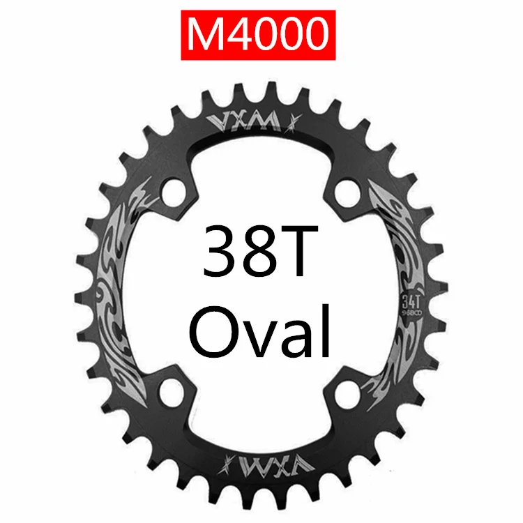 M4000 38T Black Oval Велосипедная Звездочка VXM 96BCD 30 T/32 T/34 T/36 T/38 T, узкая широкая круглая овальная велосипедная звездочка, велосипедная круглая шатунная пластина, запчасти для велосипеда - Цвет: M4000 38T Black Oval