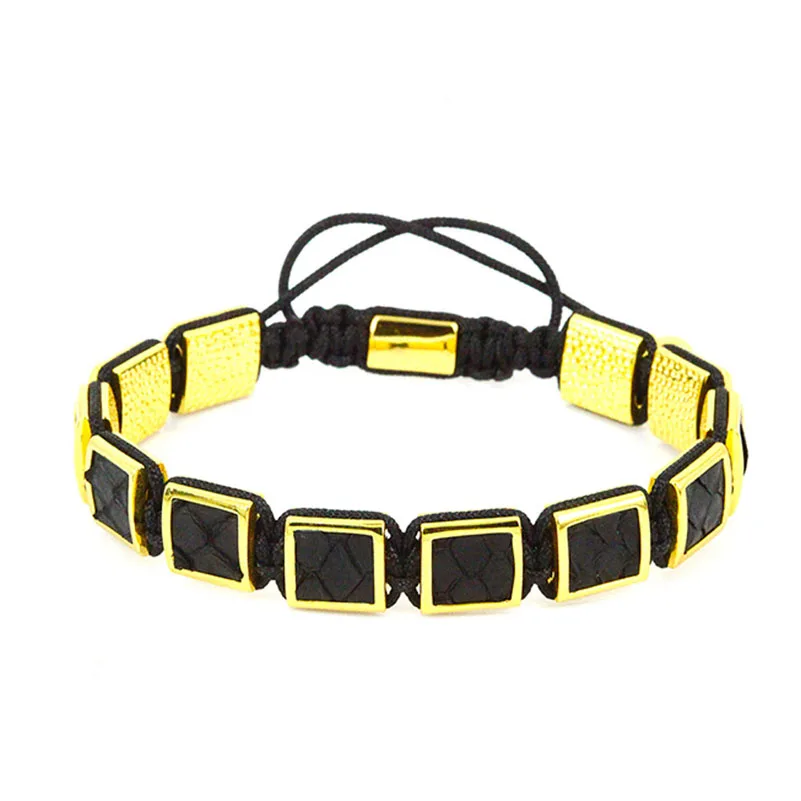 Мужские браслеты из натуральной кожи черного цвета лидер продаж 2018 золотые