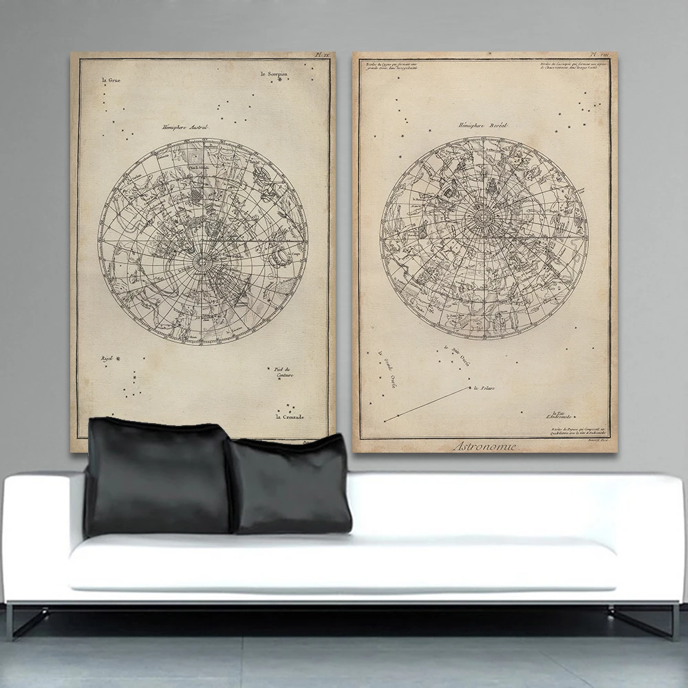 WANGART винтажная большая карта мира холст живопись настенные картины для гостиной