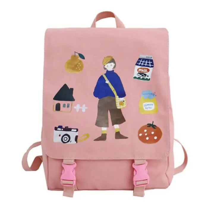 Женский холщовый школьный рюкзак для подростков Mochilas Bookbag модный школьный рюкзак для девочек черная школьная сумка - Цвет: pink BaiYue9315