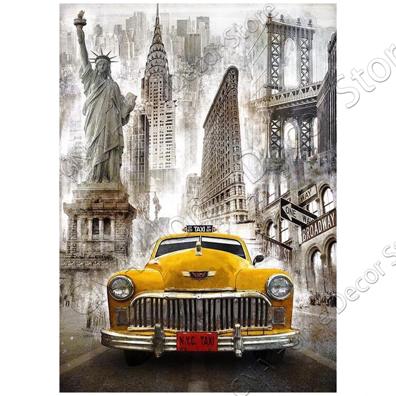 RA0547 5d diy Алмазная картина с изображением автобуса здание scenry полностью