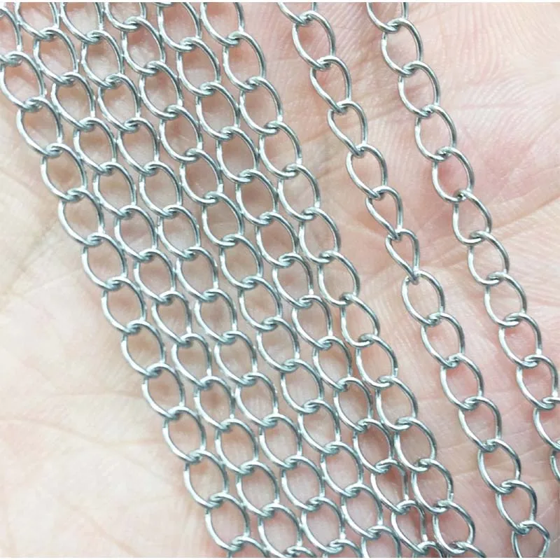 5 мм нержавеющая сталь хвост удлинитель цепь Ювелирная фурнитура серебряный цвет