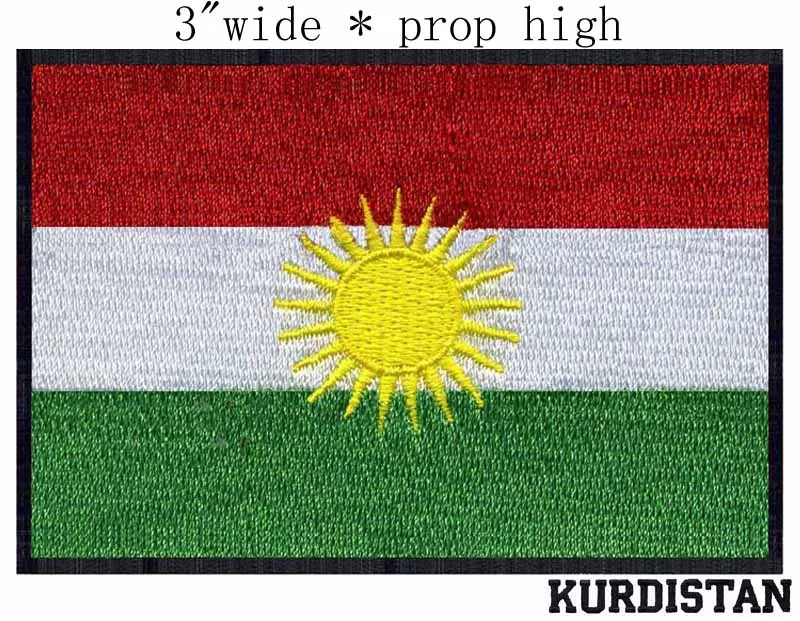 

Флаг Курдистана, Ирака, нашивка с вышивкой шириной 3 дюйма для Эстонии/солнца/полос