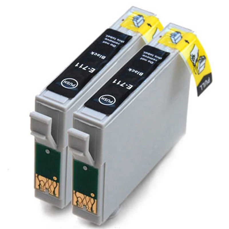 Vilaxh 2 шт. T0711 Черный чернильный картридж для Epson Stylus SX210 SX215 SX218 SX115 SX400 SX405 SX410 SX415