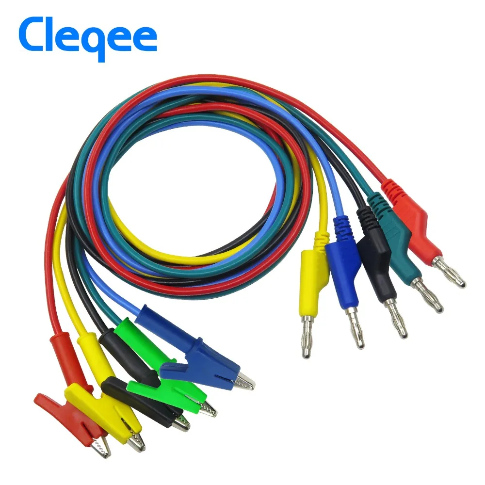 Cleqee P1037 1 комплект 5 шт. м 4 мм банановый штекер к зажиму типа крокодил тестовый зонд