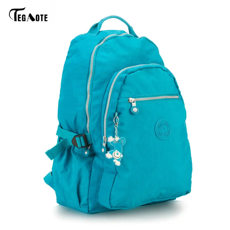 TEGAOTE Большой Вместительный рюкзак для девочек-подростков Mochila женские рюкзаки школьные нейлоновые водонепроницаемые сумки для мужчин и женщин - Цвет: Небесно-голубой