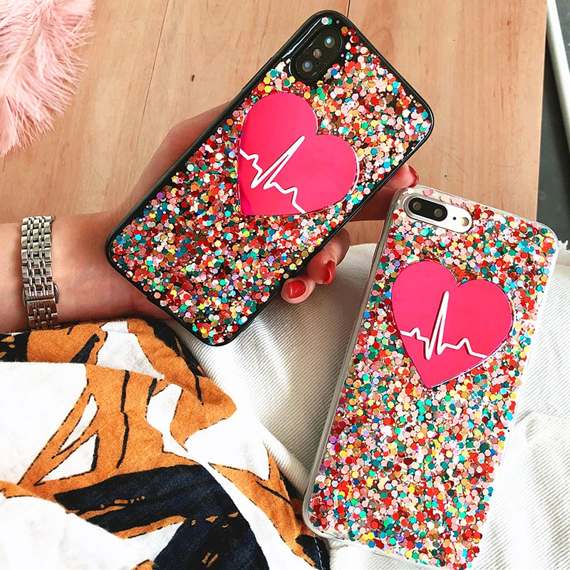 Мягкий чехол для телефона из ТПУ с блестками iPhone X XS XR Max 8 7 6 6S Plus в европейском и