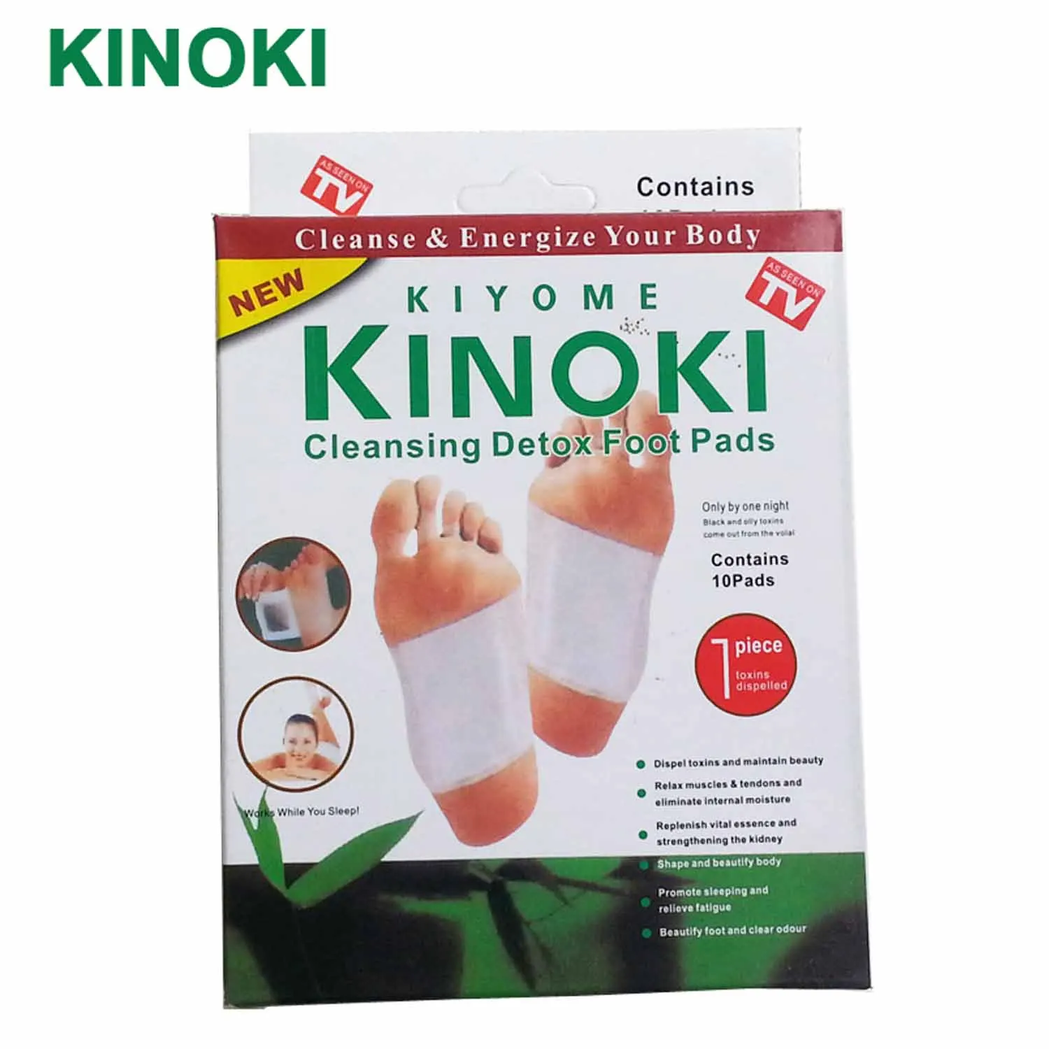 Sumifun 1 коробка Kinoki детоксикационные патчи для ног с розничной коробкой и клеящиеся детоксикационные подушечки для ног(10 шт. подушечки и клей) массажер для ног C059