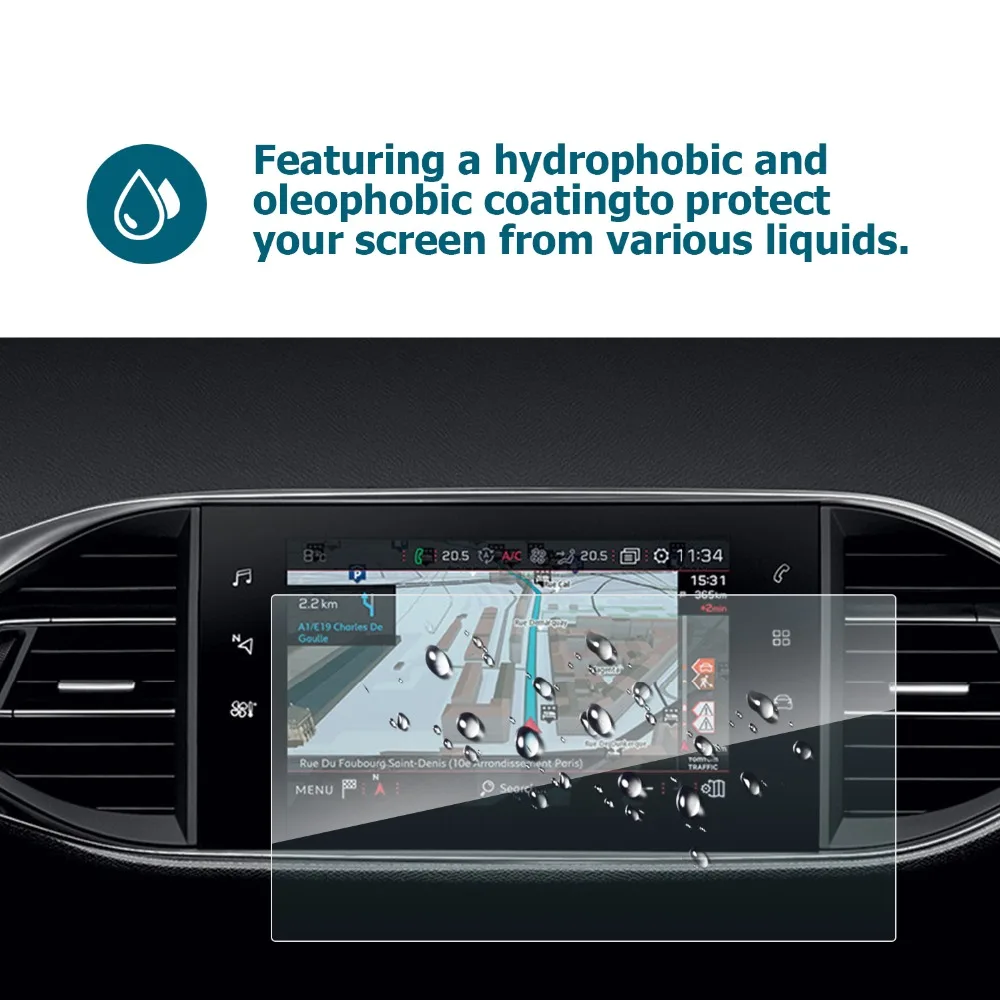 RUIYA 2 шт ПЭТ-экран протектор для peugeot 308 SW/308 GTI i-Cockpit 9,7 дюймов навигационный экран, невидимая прозрачная защита
