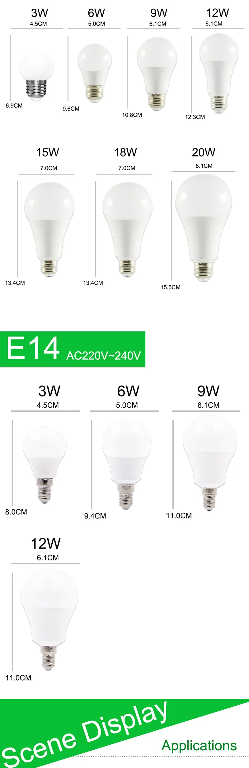 10 шт. светодиодный лампы с регулируемой яркостью лампы E27 E14 AC220V 240V светильник лампа реального Мощность 20 Вт 18 Вт 15 Вт 12 Вт 9 Вт 5 Вт 3 Вт умная ИС(интеграционная схема) лампада светодиодный Bombilla